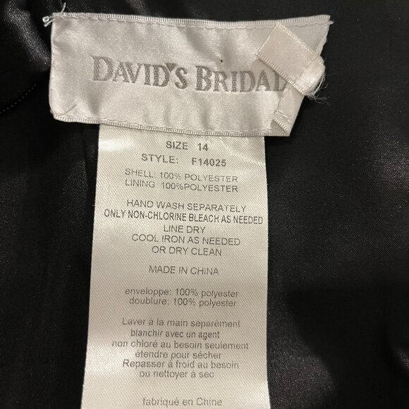 David's Bridal Bridesmaid Dress, Black Short Spaghetti Strap, Size 14 - Picture 3 of 3